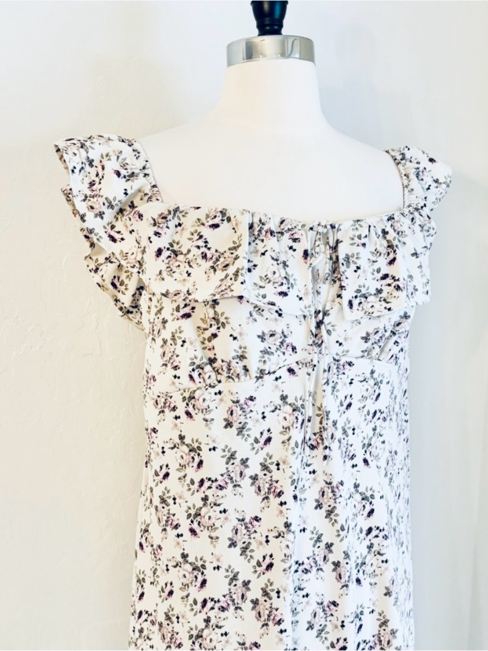 Wild Fable Flounce Sleeve Maxi Empire Dress, Ivory Purple Floral, Sz XXL NWT